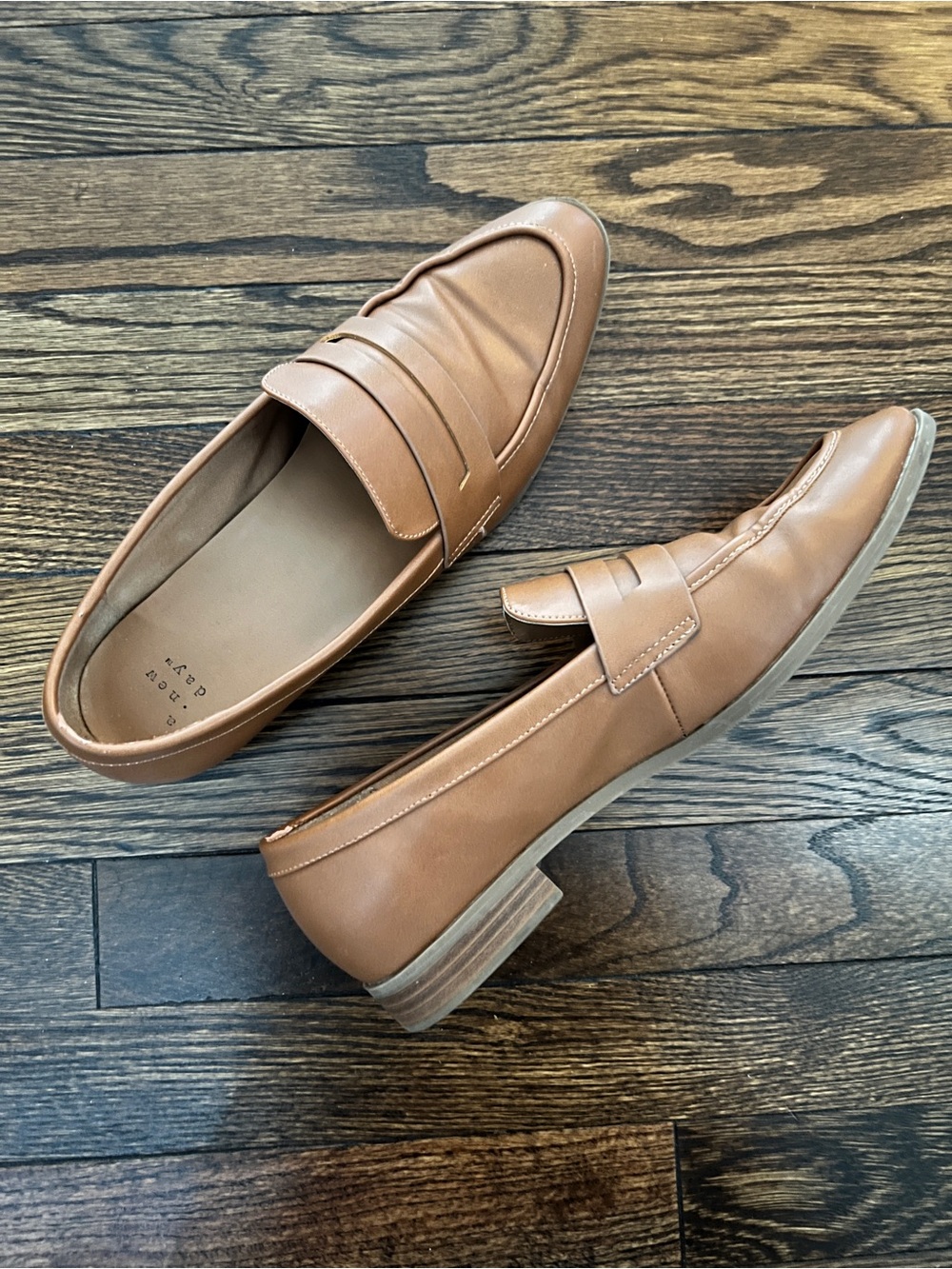 a new day Tan Leather Penny Loafers